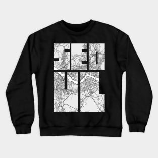 Seoul, South Korea City Map Typography - Light Crewneck Sweatshirt